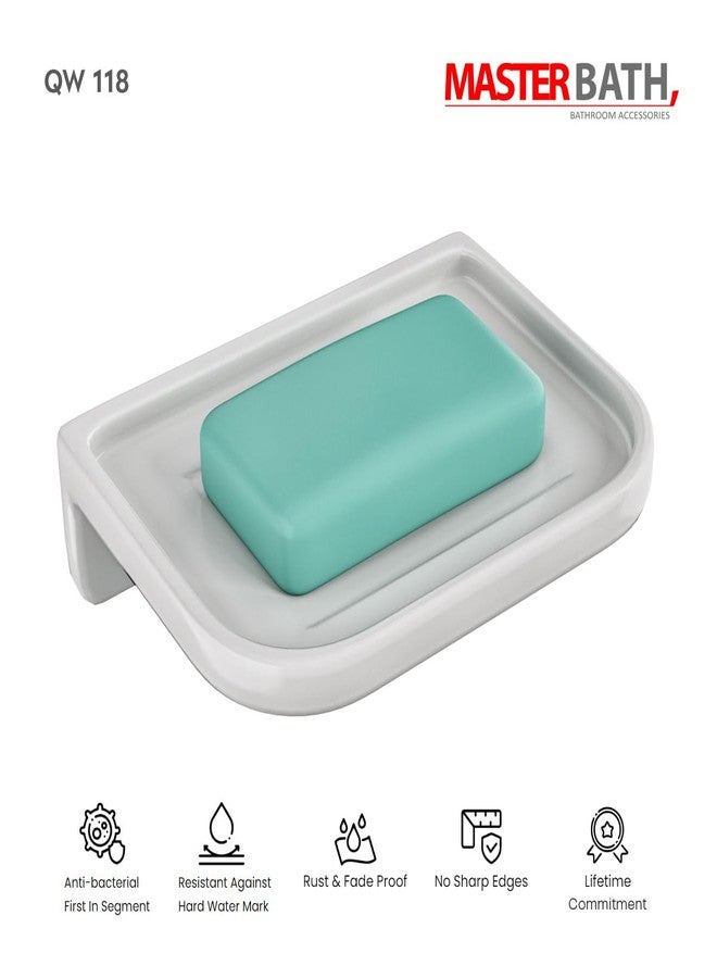 MASTER BATH حامل صابون سيراميك فاخر من ماستر باث QW118، حامل صابون من السيراميك عالي الجودة، حامل صابون للحمام، حامل صابون سيراميك فاخر يُثبت على الحائط (أبيض) - Image 2